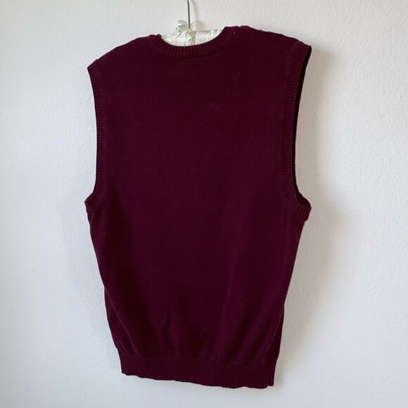 Calvin Klein Men's Deep Red V-Neck Sweater Vest - Picture 3 of 8